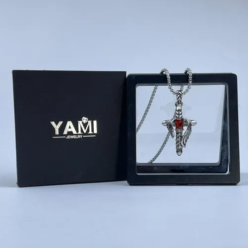 Miniatura 13 de YAMI Collar de alas angulares para hombre, ángel de la guarda, dragón, cuervo, pulpo, collar de anime, collar de acero inoxidable 316