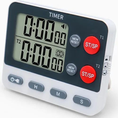 Miniatura 8 de Temporizador digital de cocina de cocina, doble cuenta hacia arriba y hacia abajo con parte trasera magnética, pantalla grande, volumen ajustable