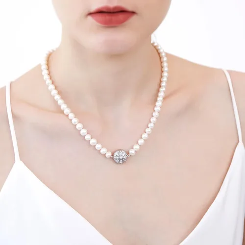 Miniatura 6 de Freshwater Cultured Pearl Necklaces for Women AAA 16"-18" Wedding Jewelry for Bride Mother Birthday Day Gift for Wife Mom Teen