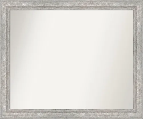 Miniatura 461 de Amanti Art Espejo de baño plateado para sobre fregadero, 23 x 23 pulgadas, espejo cuadrado plateado en ángulo, marco de madera moderno medio, se