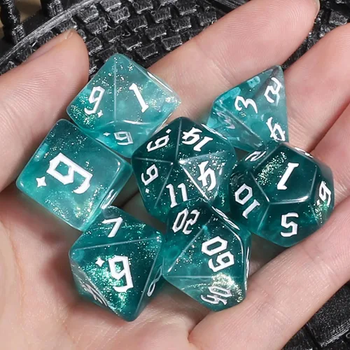 Miniatura 7 de CiaraQ DND Juego de Dados Poliédricos para Dungeons and Dragons RPG MTG Juegos de Mesa de Rol - con 1 Bolsa de Dados (Aguamarina + Brillantina)