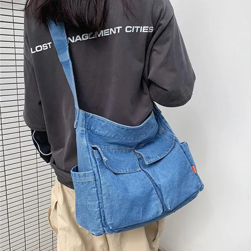 Miniatura 2 de Yohora Bolso de hombro de mezclilla, estilo casual, ligero, retro, de viaje, bolso cruzado para adolescentes, niñas y mujeres