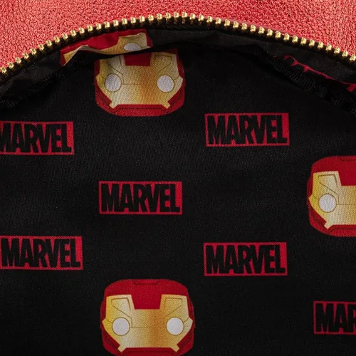 Miniatura 6 de Loungefly x Marvel Iron Man Light Up Mini Mochila de cuero metálico, Rojo metálico, Mochilas Daypack