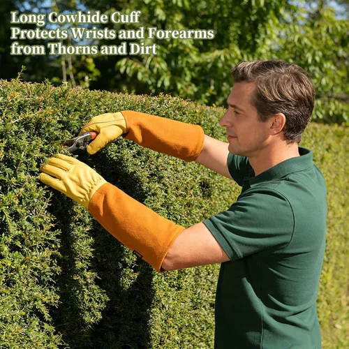 Miniatura 2 de Guantes de jardinería Acdyion para mujeres/hombres, guantes de poda de rosas, a prueba de espinas y cortes, guante largo de protección de antebrazo