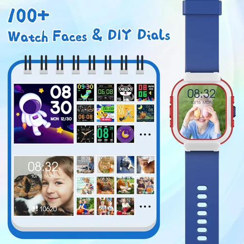 Miniatura 3 de Reloj inteligente para niños, IP68 resistente al agua, reloj de fitness para niños con esfera de reloj DIY de 1.4 pulgadas, monitor de frecuencia
