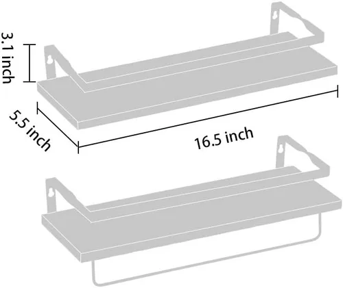 Miniatura 6 de Coral Flower Estantes flotantes montados en la pared para cocina, baño, juego de 2, 16.1 pulgadas, negro carbonizado