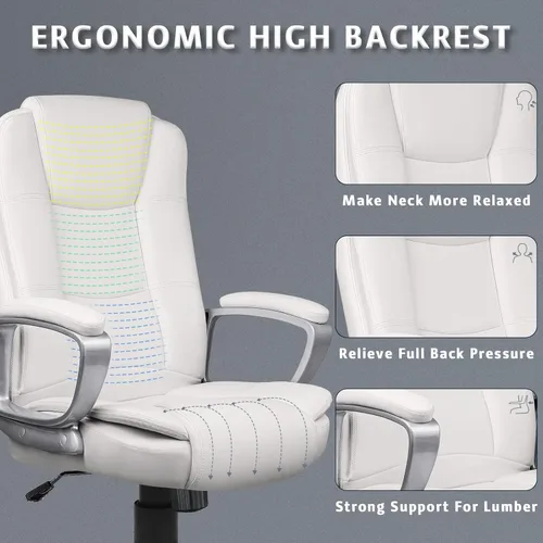 Miniatura 4 de LEMBERI Silla de escritorio de oficina, silla ejecutiva gerencial grande y alta, silla de computadora con respaldo alto, sillas ergonómicas de piel