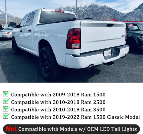 Miniatura 2 de Kingory Luz trasera LED completa para Dodge 2009-2018 Ram 1500, conjunto de luces traseras de repuesto, carcasa negra