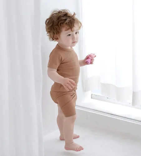 Miniatura 5 de AVAUMA - Conjunto de pijama acanalada para niños y niñas, de ajuste ceñido, para uso diario