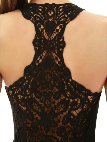 Miniatura 2 de AmélieBoutik Camiseta sin mangas con cuello redondo y ojales de encaje y espalda cruzada para mujer