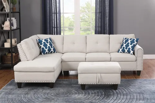 Miniatura 15 de KEVINSPACE Sofá seccional de 110 pulgadas, sofá en forma de U de 110 pulgadas, sofá de gran tamaño con respaldo cómodo tapizado con sillones dobles