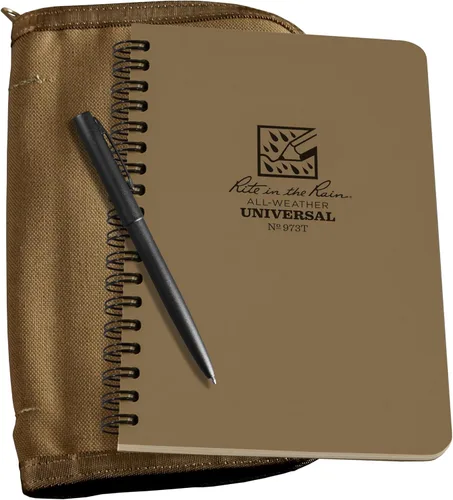 Miniatura 12 de Rite in the Rain Kit de cuaderno espiral lateral resistente a la intemperie: Funda de tela CORDURA® color canela, 4.625" x 7" Cuaderno verde, y Kit