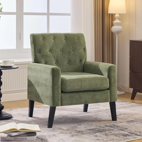 Miniatura 13 de Sillas decorativas modernas de mediados de siglo, silla de oficina de felpilla beige para recepción, silla de club tapizada para sala de estar