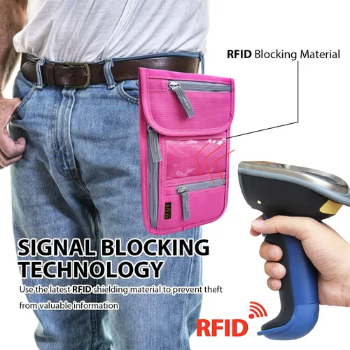 Miniatura 4 de Cartera de viaje para el cuello, con bloqueo RFID, soporte para pasaporte con correa ajustable para el cuello para hombres y mujeres para mantener