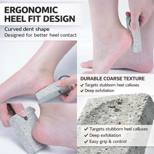 Miniatura 4 de Piedra pómez, natural [fabricada en Japón], forma ergonómica, textura extrafina, removedor de callos de piel dura y agrietada para hombres, mujeres
