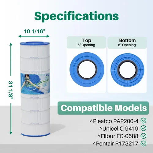 Miniatura 2 de TOREAD Filtro de piscina PAP200 reemplaza Pentair Clean and Clear 200, CC200, PAP200, C-9419, FC-0688, Ultral-C5, PP-C5, R173217, 59054400, Aladdin
