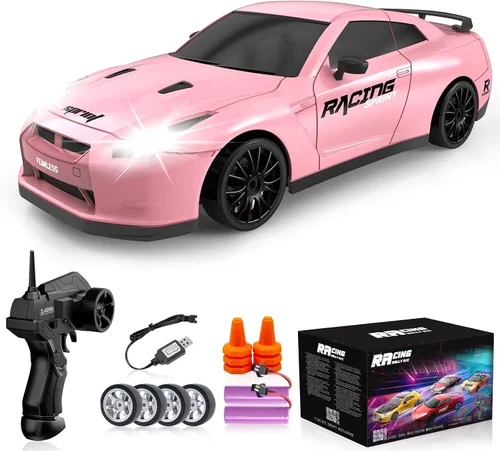 Miniatura 9 de Coche a Control Remoto 2.4GHz 1:24 Escala 4WD Coche RC de Derrape 15KM/H Coches RC de Derrape de Alta Velocidad con Luces Geniales, Dos