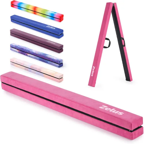 Miniatura 8 de ZELUS Viga de Equilibrio de Gimnasia Plegable de 8', Viga de Equilibrio de Suelo con Asas de Transporte, Base Antideslizante para Niños