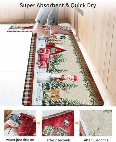 Miniatura 4 de Tapete de baño de Navidad para bañera, antideslizante, de secado rápido y absorbente, de tierra de diatomeas, fregadero de cocina, lavable, muñeco