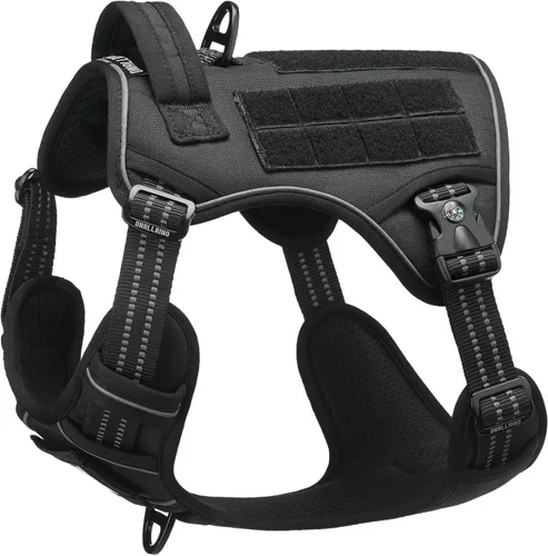 Miniatura 9 de Arnés táctico para perros medianos y grandes, verde, ajustable, sin tirones, con asa, chaleco reflectante resistente, talla L Verde militar