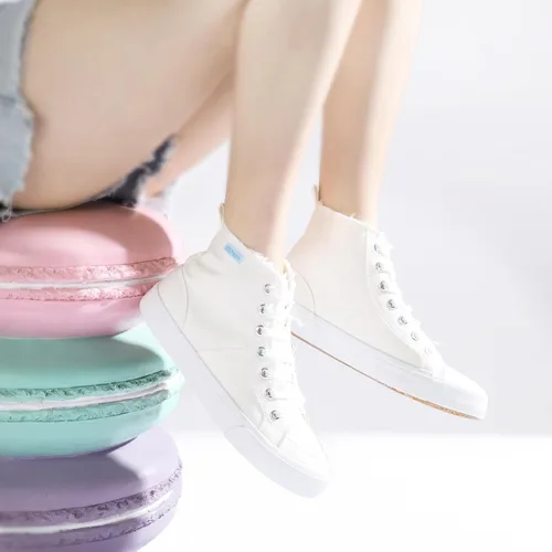 Miniatura 76 de Obtaom Zapatos de lona de alta calidad para mujer/hombre para jugar a media pantorrilla, zapatillas de deporte de moda casuales con cordones de alta