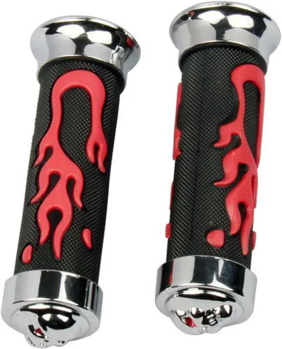 Miniatura 2 de 7/8 "Rojo 3D Llama Manillar Manillar Agarraderas con 3D Skull End Tapas para 2007 Honda Shadow Sabre 1100