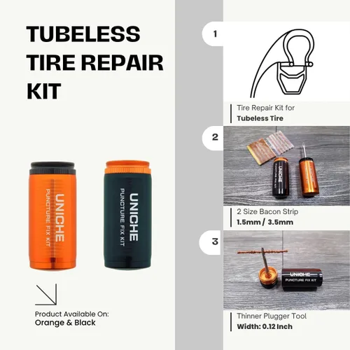 Miniatura 3 de Kit de reparación de pinchazos de neumáticos sin cámara - para neumáticos de bicicleta de carretera y montaña - herramienta de inserción funciona