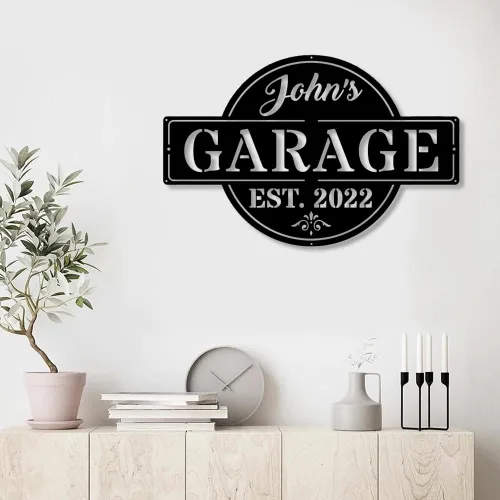 Miniatura 2 de Letrero de neón personalizado para garaje, letrero de metal con nombre de garaje personalizado, letrero iluminado para garaje, arte de pared