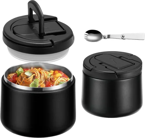 Tarro de comida aislado al vacío de 14 onzas con tapa de hebilla, termo de sopa para niños de comida caliente, boca ancha, a prueba de fugas, de