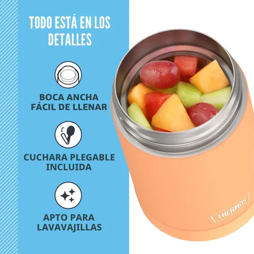 Miniatura 4 de THERMOS FUNTAINER Tarro de alimentos de acero inoxidable aislado al vacío de 16 onzas con cuchara plegable, naranja neón Anaranjado Neón