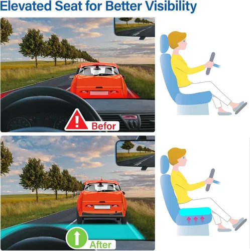 Miniatura 5 de Cojín de asiento de coche: cojín ergonómico de espuma viscoelástica para aliviar el dolor de ciática, almohada de asiento de conducción más grande