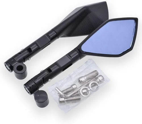Miniatura 3 de KATUR Espejos de extremo para manillar de motocicleta, espejo retrovisor negro, antideslumbrante, color azul, ojo de halcón, 0.315 in, 0.394 in