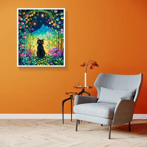 Miniatura 3 de FILASLFT Pintura por Números Gato Negro, Pintura por Números para Adultos y Principiantes en Lienzo, Kits de Pintura al Óleo de Paisaje de Jardín