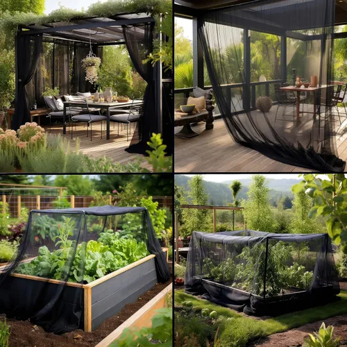 Miniatura 2 de Cubierta de malla para jardín, poliéster negro de 10 x 30 pies, red multiusos para uso en exteriores e interiores, protege de insectos, pájaros