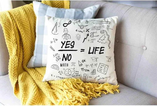 Miniatura 7 de Fundas de almohada de matemáticas en blanco y negro de 16 x 16 pulgadas, fundas de almohada blancas escritas a mano con texto matemático
