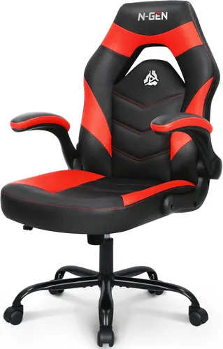 Miniatura 9 de N-GEN GAMING Silla de escritorio para videojuegos ergonómica con soporte lumbar, altura ajustable, brazos abatibles y ruedas giratorias con diseño