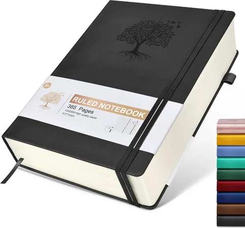 Miniatura 47 de Cuaderno Diario con Líneas - 365 Páginas A5 Cuaderno Grueso para Escribir para Hombres y Mujeres, Cuaderno con Rayas Universitarias, Diario de Cuero