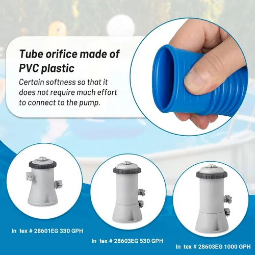 Miniatura 5 de Manguera de repuesto para bomba de piscina, manguera de piscina de 1.25 x 41 pulgadas, compatible con bomba de filtro In tex 607, 637, paquete de 3