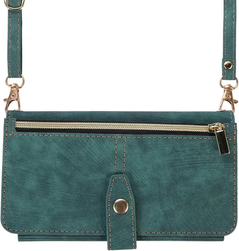 Miniatura 9 de Compatible con iPhone 13 Pro Max - Funda cruzada para mujeres y niñas, bolso de mano con tarjetero con cremallera, tapa y correa de hombro de piel