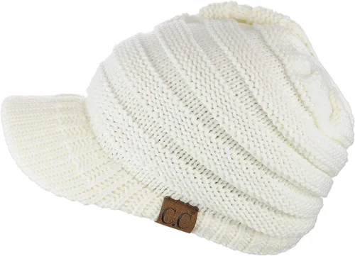 Miniatura 19 de C.C Gorro de punto trenzado cálido y grueso con visera