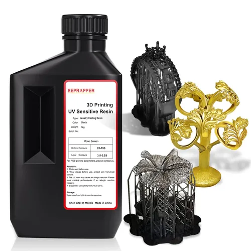 Miniatura 12 de RepRapper Resina para impresora 3D, 405nm Cambio de color de curado rápido UV, paquete de resina estándar de 1kg, resina de fotopolímero