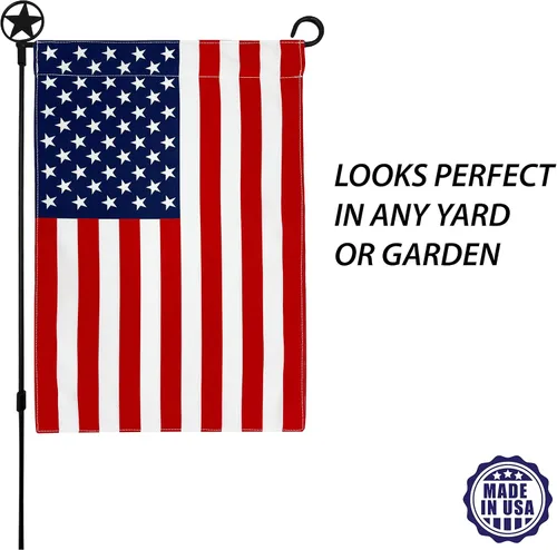 Miniatura 3 de Bandera de jardín del 4 de julio hecha en los Estados Unidos, popelina de polietileno de alta calidad, resistente a la intemperie, doble cara