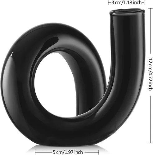 Miniatura 3 de Joeyan Jarrón pequeño de cristal negro hecho a mano, florero decorativo geométrico de cristal para centros de mesa modernos del hogar, sala