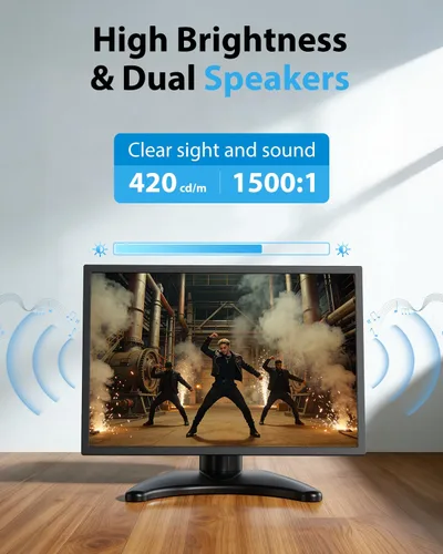 Miniatura 5 de Monitor de seguridad pequeño para cámara Mini PC: caja de metal, 10.5 pulgadas 16:10 1920 × 1280, puerto HDMI y VGA, altavoces duales, alto brillo