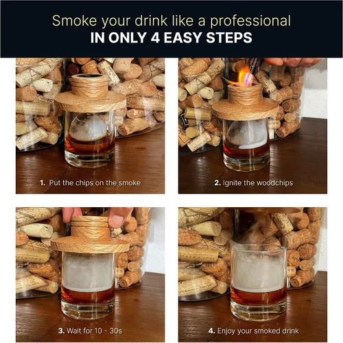 Miniatura 6 de Virutas de madera para ahumar cócteles – Roble, Pecana, Cereza, Virutas de madera de manzana para ahumar cóctel – Chips de ahumar para whisky