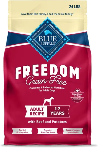 Blue Buffalo Freedom - Alimento seco natural para perros adultos, sin granos, 24 libras