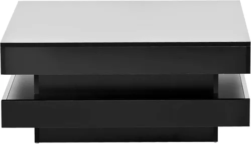 Miniatura 6 de SSLine Mesa de centro de alto brillo con luces LED, 16 colores, moderna mesa de cóctel de 2 niveles con control remoto, mesa de té para el sofá