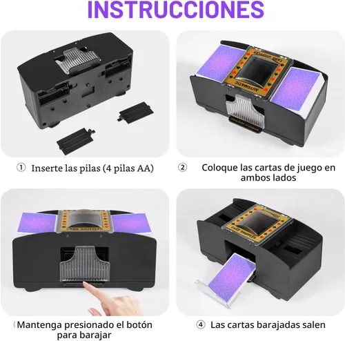 Miniatura 4 de FEIERYA Automatic Card Shuffler 2/1/4/6 Deck,Battery-Operated Electric UNO Poker Shuffler,Playing Card Shuffler for Home Card Game,Travel