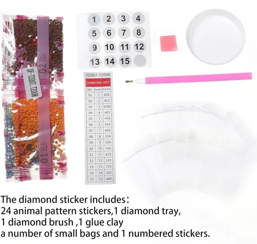 Miniatura 6 de sinceroduct Kits de calcomanías de diamantes de animales 5D DIY para niños y niñas principiantes