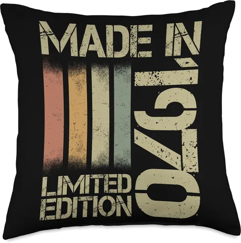 Miniatura 4 de 1970 vintage birthday retro Limited Edition men woman gift Throw Pillow